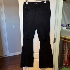 Judy Blue Distressed Black Flare Jeans